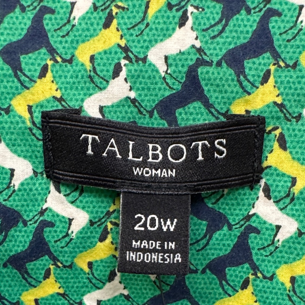 Talbots Green Patterned Button Down Shirt - image 6